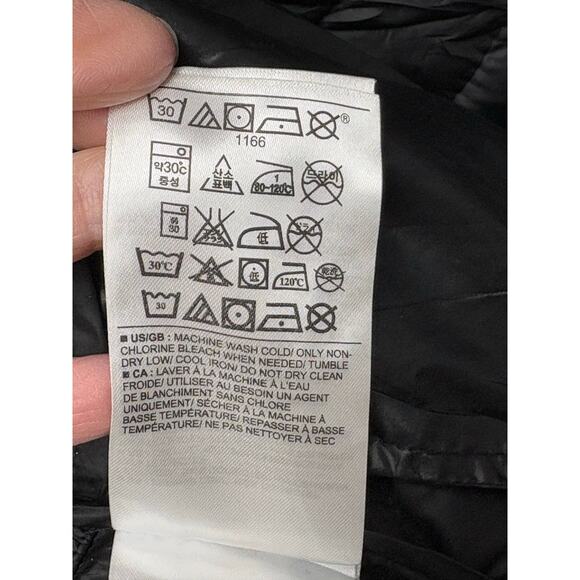 GAP LW Crazy Quilt Quilted Bomber Jacket Puffer Coat Black Women’s Size S - Picture 8 of 9